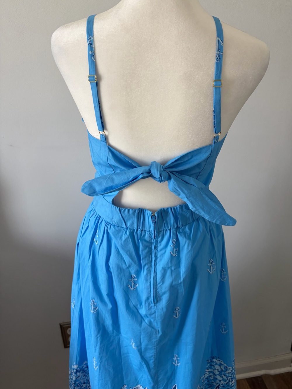 Lilly Pulitzer Blue Nautical Maxi Dress with Pink Sailboat Print with Pockets - Picture 3 of 11